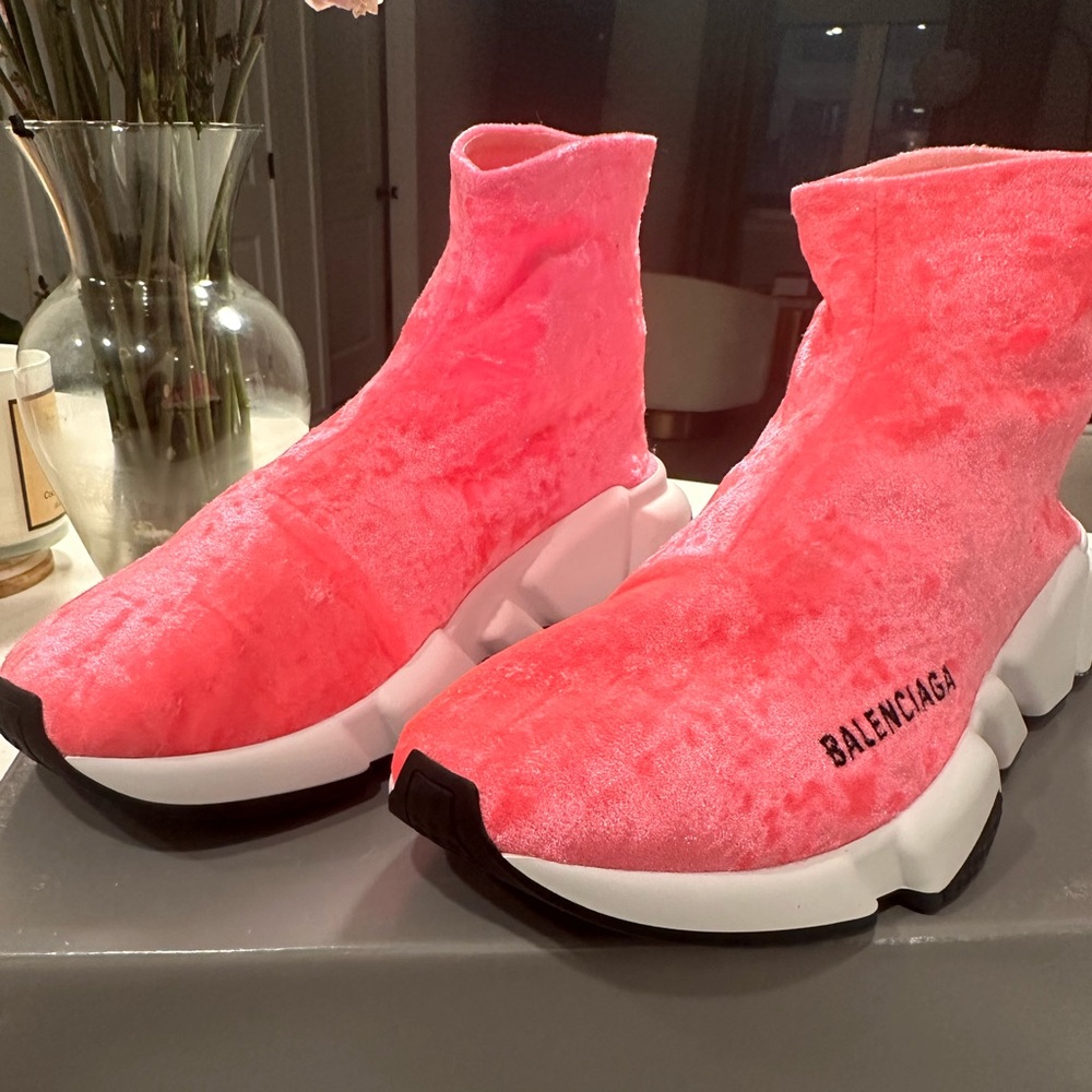 Velvet Pink Balenciaga High Top Sock Sneakers